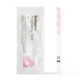 Enkeltpakket Babyplan Pregnancy Test Strip i hvit foliepose, med teststrimmelen ved siden av