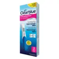 Clearblue Graviditetstest med Ukeindikator i blå eske med to digitale tester, med en digital teststav avbildet på forsiden