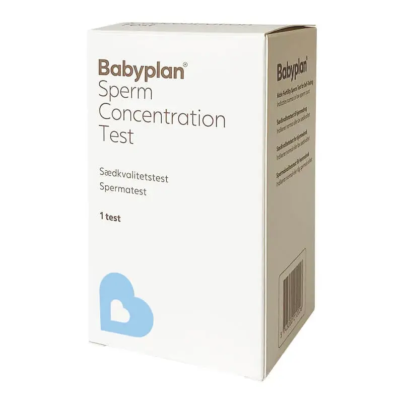 Hvit eske med Babyplan Sperm Concentration Test, sædkvalitetstest med 1 test